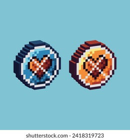 Isometric Pixel art 3d of sign heart icon for items asset. heart symbol icon on pixelated style.8bits perfect for game asset or design asset element for your game design asset.