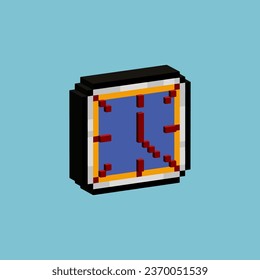 Isometric Pixel art 3d of square clock for items asset. Clock decoration on pixelated style.8bits perfect for game asset or design asset element for your game design asset.