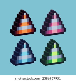 Isometric Pixel art 3d del cono de la calle para los bienes. Cono callejero en estilo pixelado.8bits perfecto para activos de juego o elementos de activos de diseño para su activo de diseño de juegos.