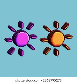 Isometric Pixel art 3d of sun for items asset. Sun on pixelated style.8bits perfect for game asset or design asset element for your game design asset.