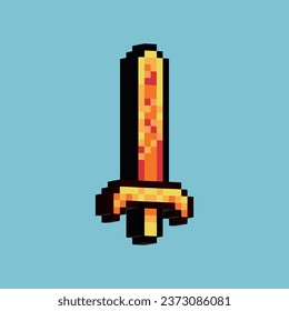 Isometric Pixel art 3d of sword knight for items asset. Golden sword on pixelated style.8bits perfect for game asset or design asset element for your game design asset.