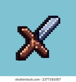 Isometrische Pixelart 3d der Schwertwaffe für Gegenstände Objekt. Schwert auf pixeliertem Stil.8bits perfekt für Spiel-Objekt oder Design-Objekt-Element für Ihr Spiel Design-Objekt.