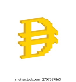 arte de píxeles isométricos 8 bit dirham UAE dinero icono de Vector logo juego de ordenador