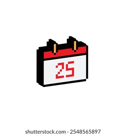 isometric Pixel art calendar 25 date icon vector 8 bit company logo template