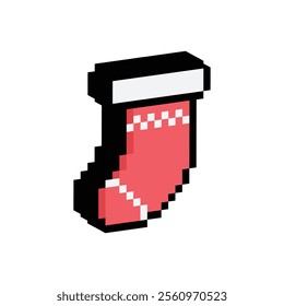 isometric  pixel art christmas sock vector icon pixel element for 8 bit game