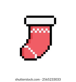 isometric  pixel art christmas sock vector icon pixel element for 8 bit game