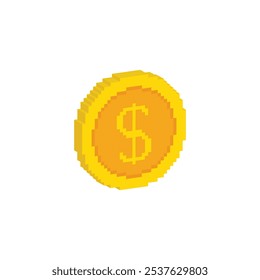 isométrica Pixel arte dólar ícone vetorial pixel dólar moeda