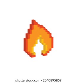 isometric pixel art fire vector game 8 bit icon vector game logo