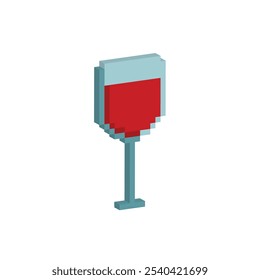 isometric pixel art glass of red wine vector game 8 bit icon vector game logo