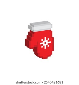 isometric pixel art mittens vector game 8 bit icon vector game winter logo