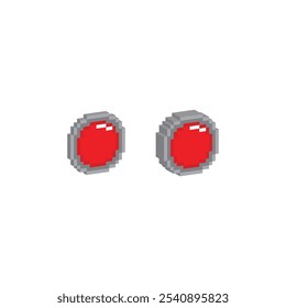 isometric pixel art red button start vector game 8 bit icon vector