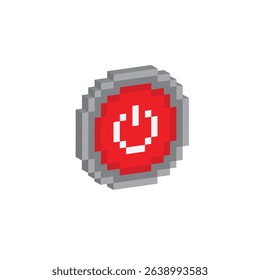 isometric pixel art  red button turn on start vector game 8 bit icon vector 