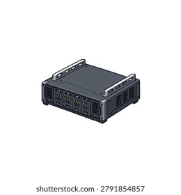 Isometric pixel art sprite of a low-profile telemetry receiver station base unit on a white background