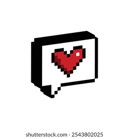 isometric pixel art vector game 8 bit icon Pixel art Chat with heart vector game 8 bit love icon