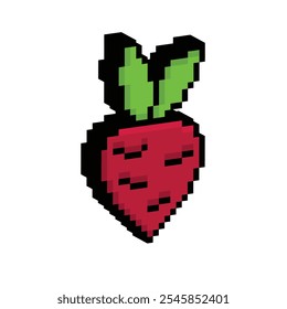 ícone isométrico pixel beet. Ícone de raiz de beterraba de arte de pixel vetorial de 8 bits para o modelo de logotipo da empresa de jogo