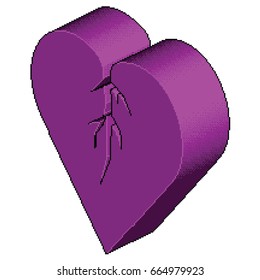 Isometric Pixel Broken Heart