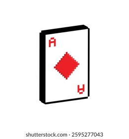 isometric Pixel card suits icon vector for 8 bit cards jack poker 