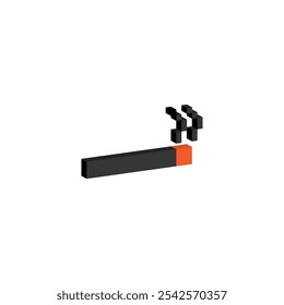 isometric pixel cigarette icon. Vector pixel art smoke 8 bit game logo for company