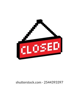 isometric pixel closed icon. Vector pixel art closed button 8 bit logo for game