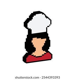 isometric pixel cook chef icon vector kitchener pixel art for 8 bit game