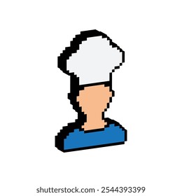 isometric pixel cook chef icon vector kitchener pixel art for 8 bit game