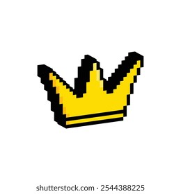 isometric pixel crown icon pixel art sign for 8 bit game
