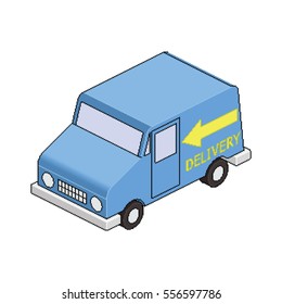 Isometric Pixel Delivery Truck