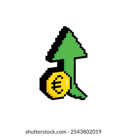 pixel isométrico euro taxa para baixo e para cima ícone pixel art ícone elemento para 8 bits jogo