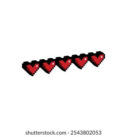 isometric pixel feedback heart icon rate vector icon pixel rating hearts element for 8 bit game