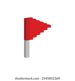 isometric pixel flag icon vector pixel art for 8 bit game