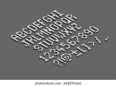 isometric pixel font set
