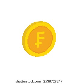 isometrische Pixel Franc Münze Symbol Pixel Kunst Geld Zeichen für 8 Bit Spiel
