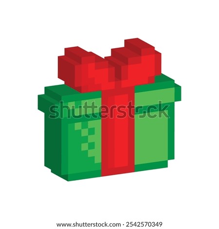 isometric pixel gift icon. gift box sign pixel art icon vector 8 bit game