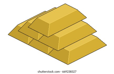 Isometric Pixel Gold Bars