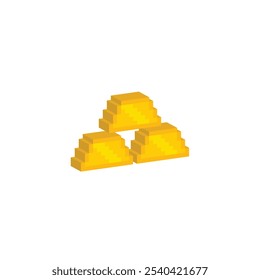 isometric pixel golden bar icon. Vector pixel art Gold icon 8 bit for game company logo template
