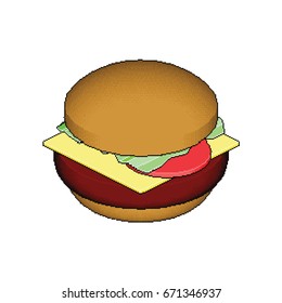 Isometric Pixel Hamburger