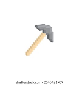 Icono de martillo de píxeles isométricos. Vector pixel art minería martillo 8 bit juego logo para la empresa