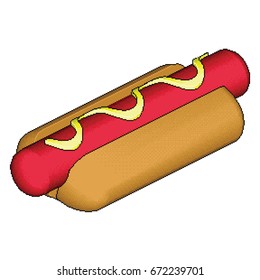 Isometric Pixel Hot Dog
