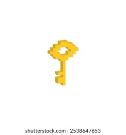 isometric pixel key icon vector set for 8 bit game