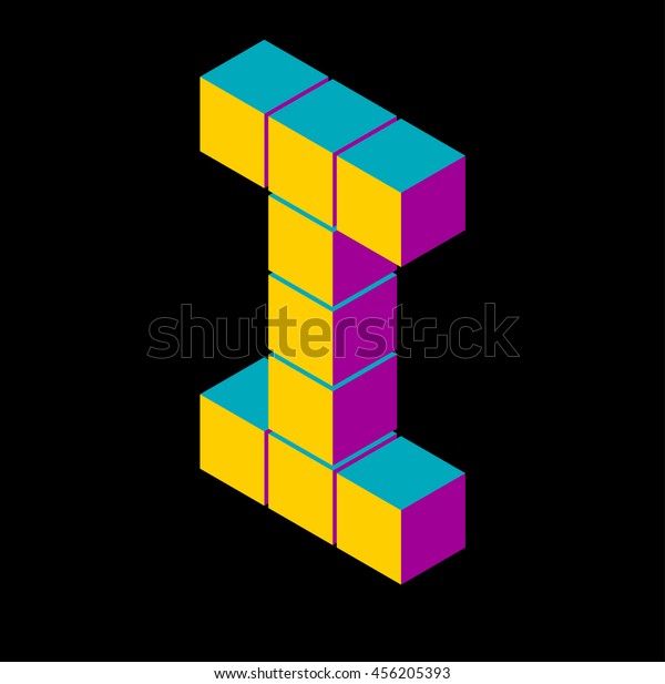 Isometric Pixel Letter 3d Letter Isometric Stock Vector Royalty Free 456205393