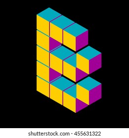 isometric pixel letter b. 3D letter c. Isometric red b abc. Alphabet on black. pixel letters, isometric lettering.3d b. Geometric alphabet, Cube font. Cube letters. 3d pixel lettering, Word elements b
