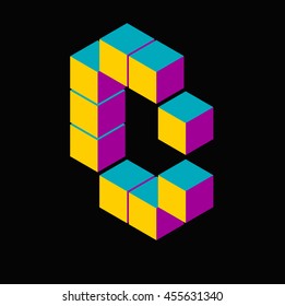 isometric pixel letter c. 3D letter c. Isometric red c abc. Alphabet on black. pixel letters, isometric lettering.3d c. Geometric alphabet, Cube font. Cube letters. 3d pixel lettering, Word elements c