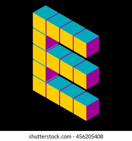 isometric pixel letter e 3D letter e Isometric e abc. Alphabet on black . pixel e letters, isometric lettering. 3d e. Geometric alphabet, Cube font. Cube letters. 3d pixel lettering, Word elements e