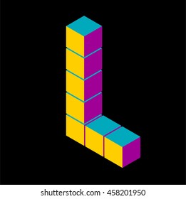 isometric pixel letter l 3D letter o Isometric l abc. Alphabet on black . pixel l letters, isometric lettering. 3d l. Geometric alphabet, Cube font. Cube letters. 3d pixel lettering, Word elements l