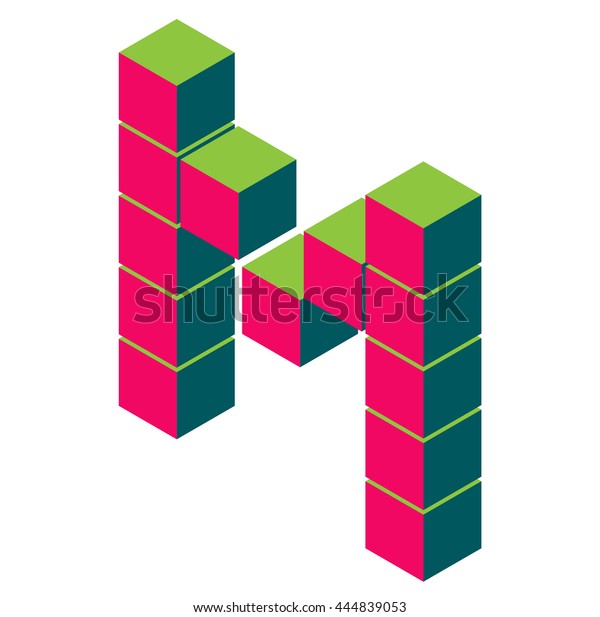 Isometric Pixel Letter M 3d Letter Stock Vector (Royalty Free) 444839053