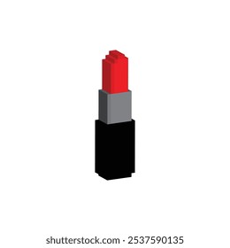 ícone de pixel lipstick isométrico. Vetor pixel art batom 8 bits logotipo para jogo