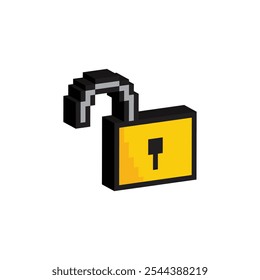 isometric pixel lock icon vector pixel art for 8 bit gamev