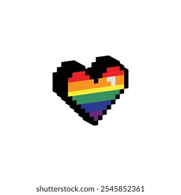 pixel isométrico te amo corazón Gay LGBT orgullo arco iris icono Vector pixel art 8 bit