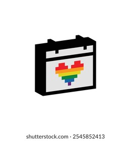 pixel isométrico te amo corazón Gay LGBT orgullo arco iris icono Vector pixel art 8 bit