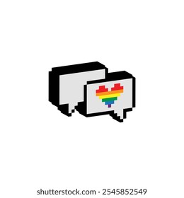 pixel isométrico te amo corazón Gay LGBT orgullo arco iris icono Vector pixel art 8 bit